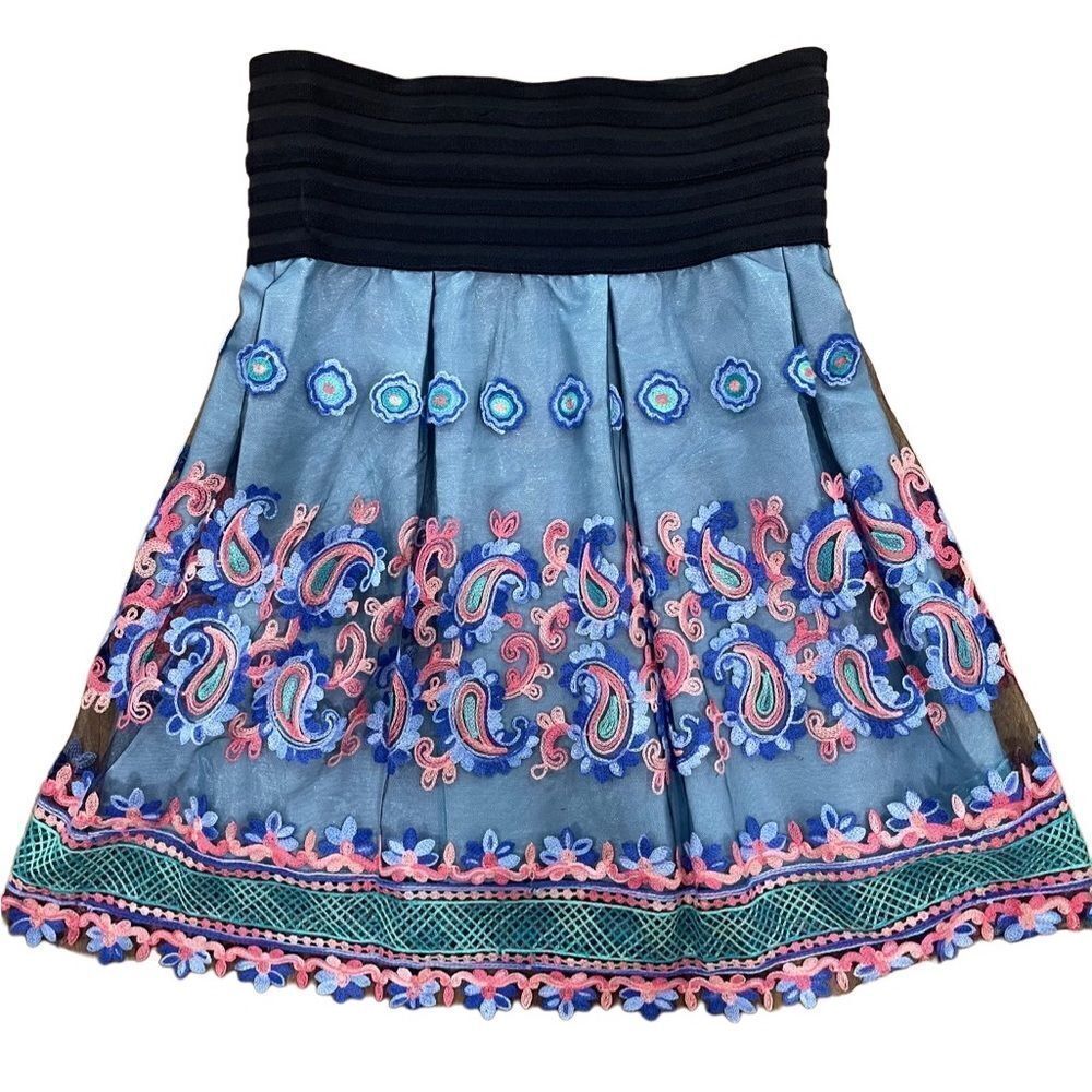 Wish‎ by Anjee paisley lined mini skirt sz M fully lined French company